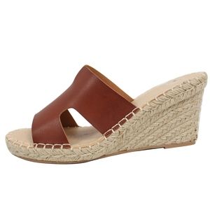 Shoes | Tan Open Toe Cutout Espadrille Wedge | Poshmark